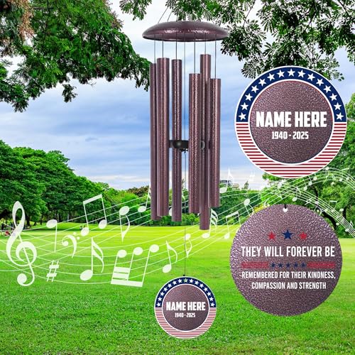 Image of ASTARIN Personalized Wind Chimes for Memorial US Veteran, Deep Tone Wind Chimes for Loss of Loved One Brothers Sisters, Thank You Veteran Solider,Produced in Texas
