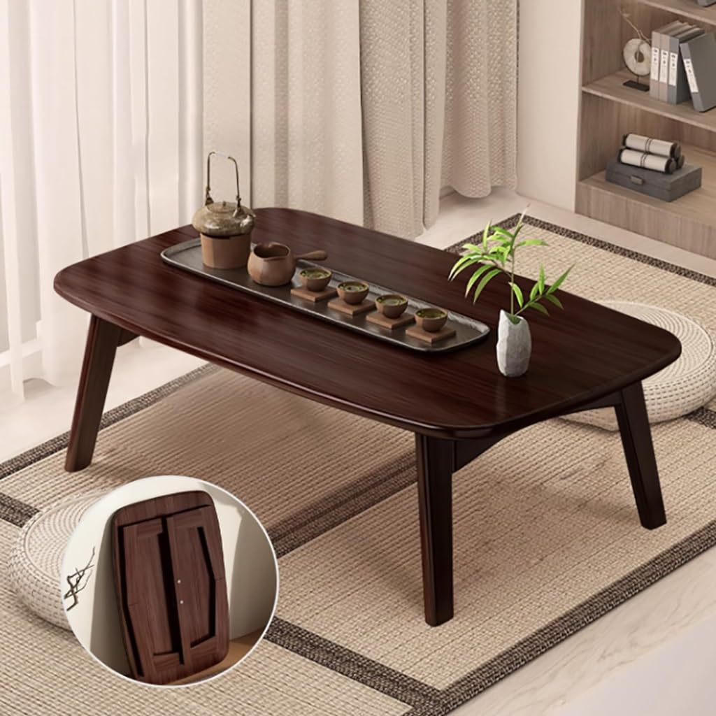 Table basse pliante japonaise en bambou pour petits espaces et balcons