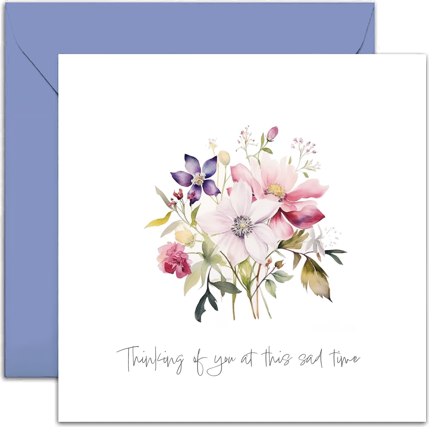 Old English Co. Sympathy Card for Friends and Family - Floral Watercolour Botanical Condolences Greeting Card - 'Thinking of You At This Sad Time'