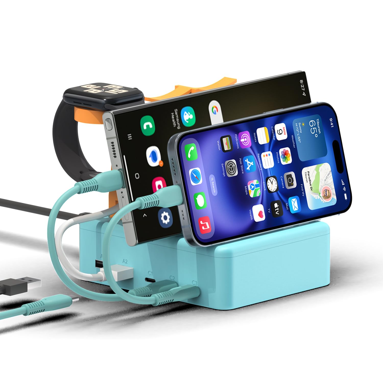 portata 75w 5 porti usb-c e usb-a carica tablet cell phone