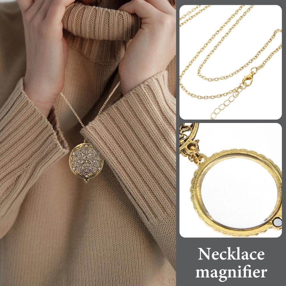 10X Portable Vintage Magnifying Glass Pendant Monocle for Reading Crafts Working Inspection Exploring (Snowflakes) - Image 7