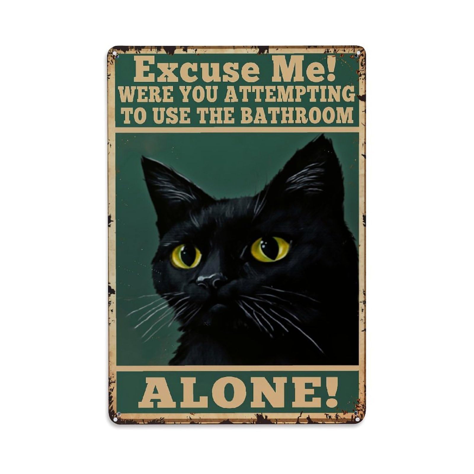 Bliveurn Vintage Black Cat Bathroom Humor Sign Retro Metal Tin Sign, Metal Poster For Home, Gaming Room, Studio Workshop,Bar,Garage Wall Art Decor 8X12 Inch