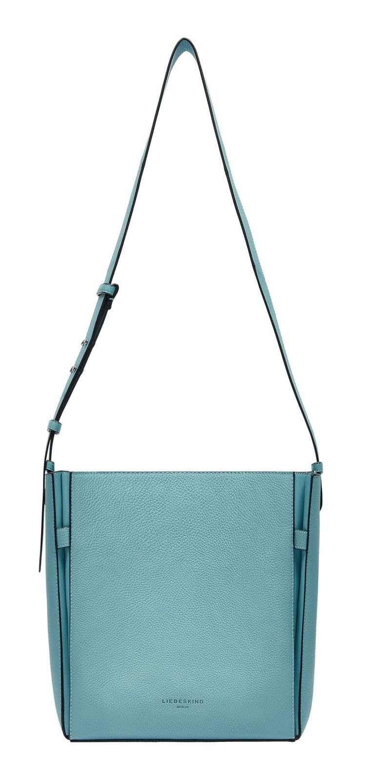 LIEBESKIND BERLIN Leather shoulder bag Hilla Small Pebble Hobo Bag Petrol Blue light blue