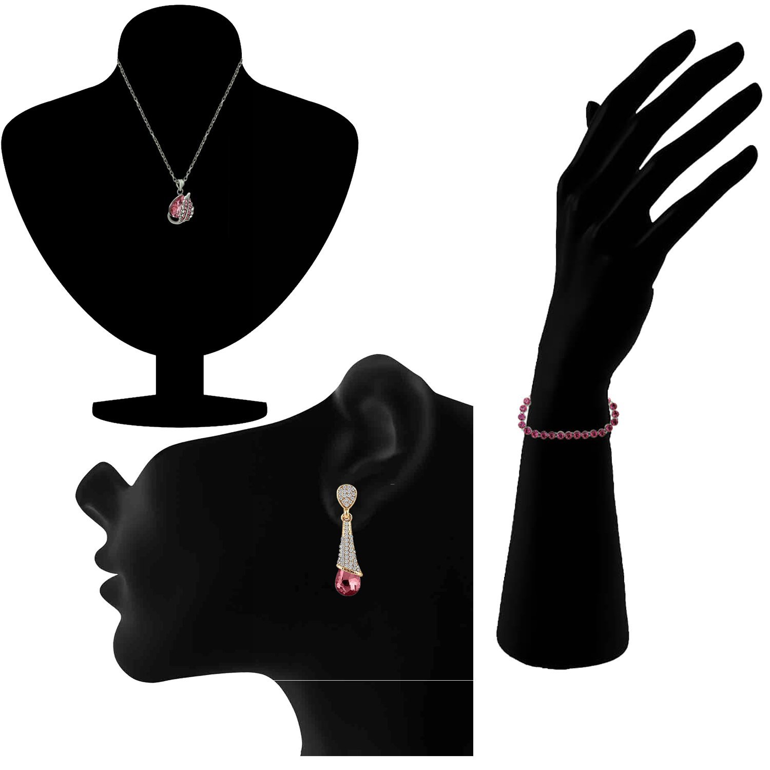Crystal Stone Pendant, Earrings, Bracelet Set
