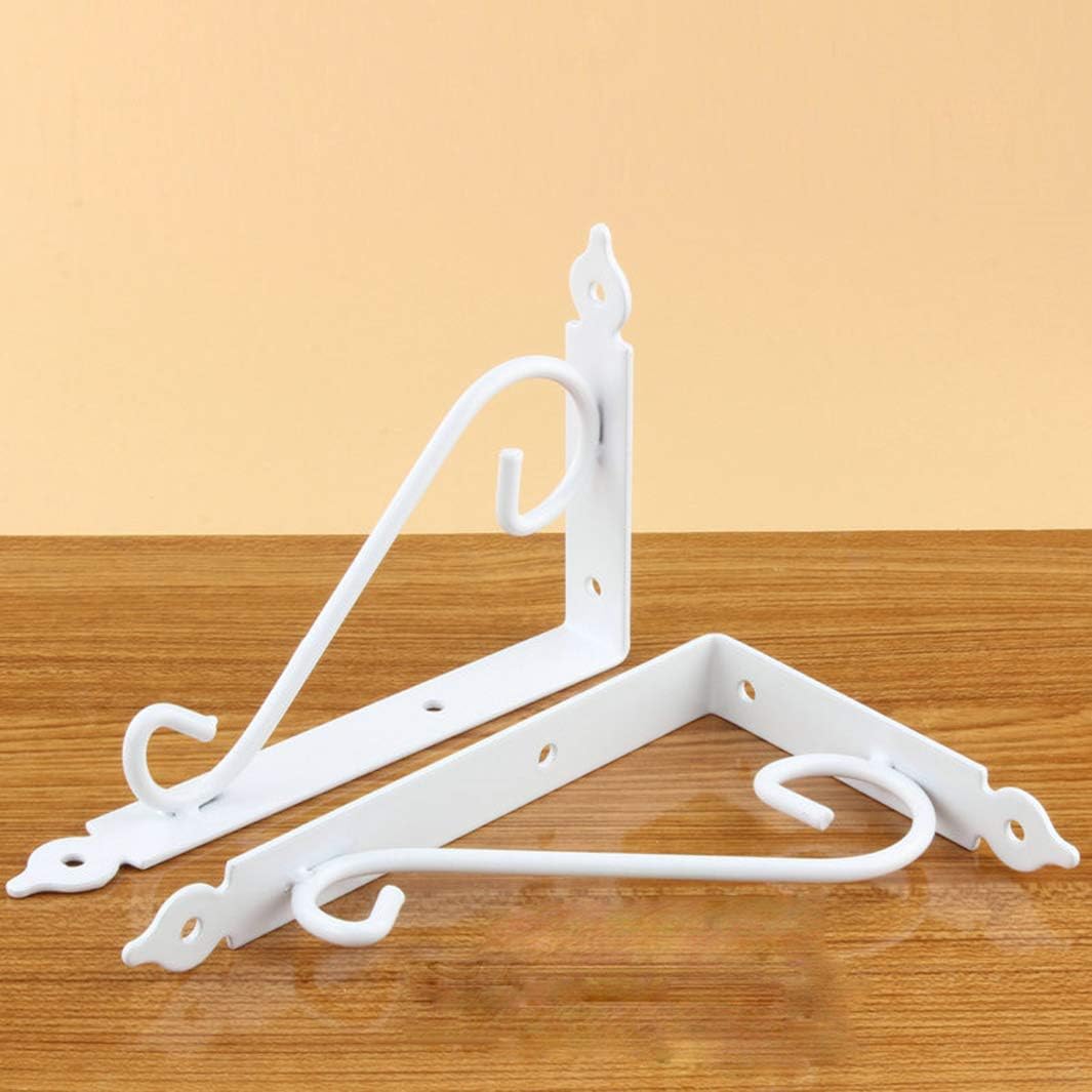 Antique Iron Bracket L-Shaped Shelf Bracket Hardware Shelf Set of 4 with Screws 150mm (White)