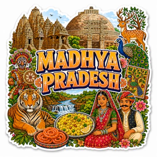 Image of Zesta Wooden Fridge Magnets Set | Refrigerator Decor Magnets for Kitchen | India Souvenir Fridge Magnet Collection | Wooden Magnet for Fridge Door Decoration (Madhya Pradesh)