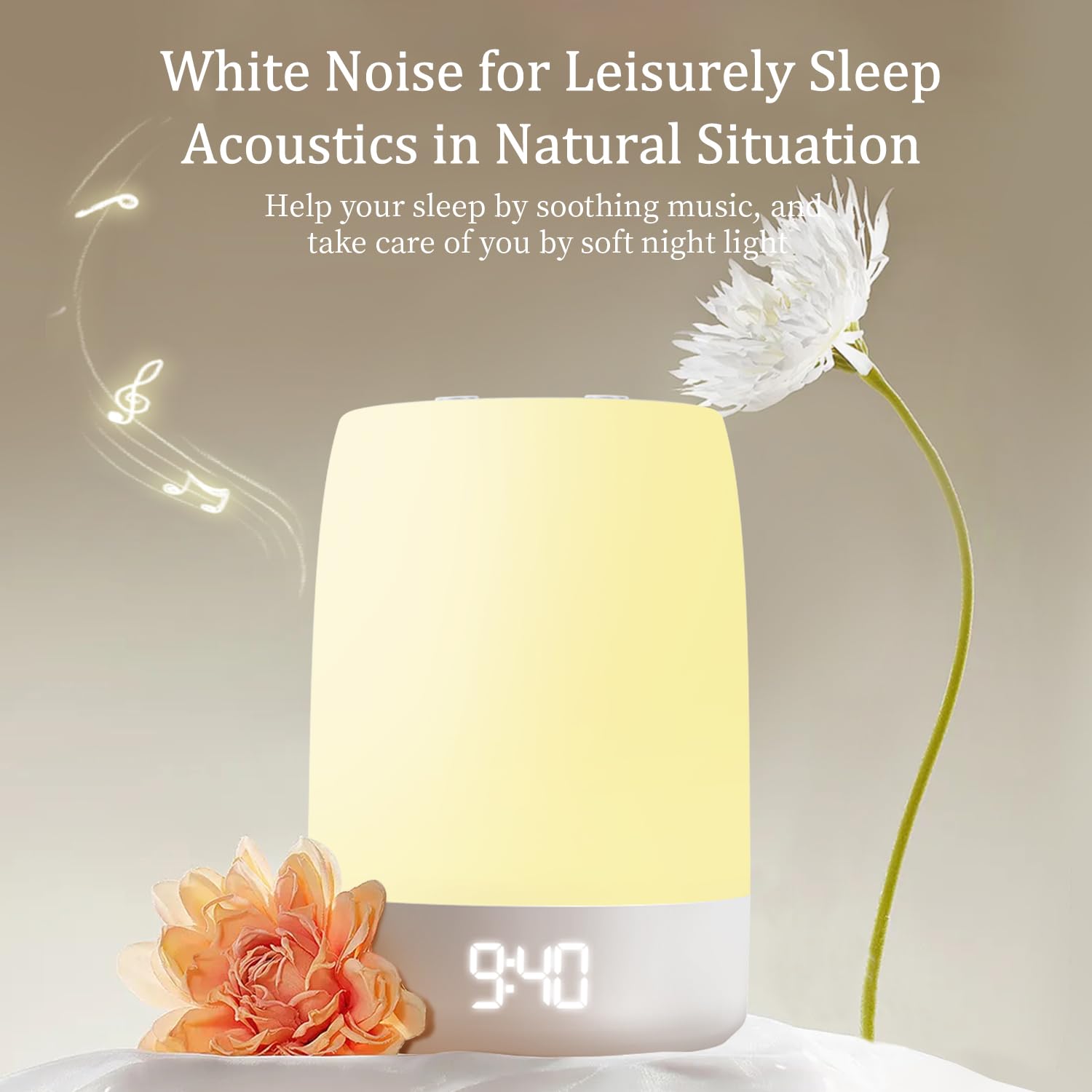 Máquina de sonido de ruido blanco, máquina de ruido blanco para dormir, máquinas de sonido para dormir, 32 sonidos relajantes, volumen ajustable y luz nocturna, temporizador, control de aplicación