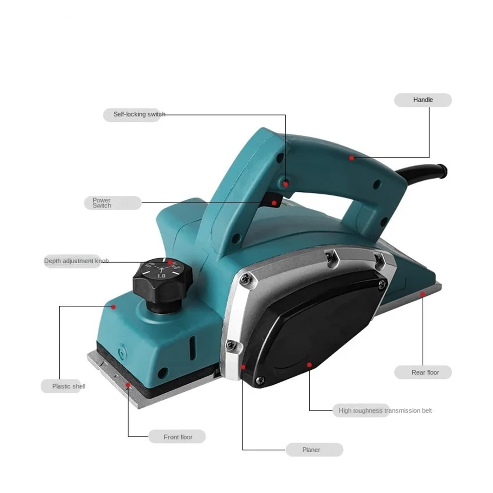 Strug elektryczny, Strugarka elektryczna 1200W 1900B przenośna strugarka do obróbki drewna narzędzie do piłowania elektronarzędzie 750W nadaje się do produktów drewnianych materiał PC