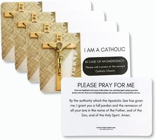 Pack of 5 - I Am A Catholic Emergency Wallet ID Card with Apostolic Pardon Prayer - 3 5/8" - Made in Italy