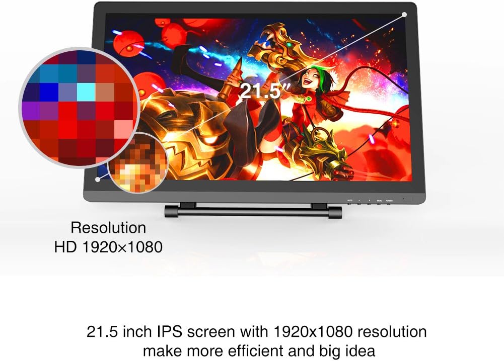 Ugee 2150 Art Writing Drawing Graphics Tablet Monitor Designing Interactive Digital Pen Display with 1920x1080 HD IPS Screen(21.5)