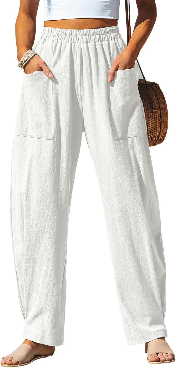 CUPSHE Women's Pants Patch Pocket Tapered Leg Elastic Waist Long Pant Casual Beach Vacation Running