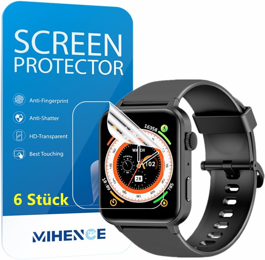 Screen Protector for R30 Pro 1.85 Inch Smartwatch, TPU HD Compatible for Blackview/FeipuQu/IOWODO R30 Pro Smart Watch [Pack of 6]