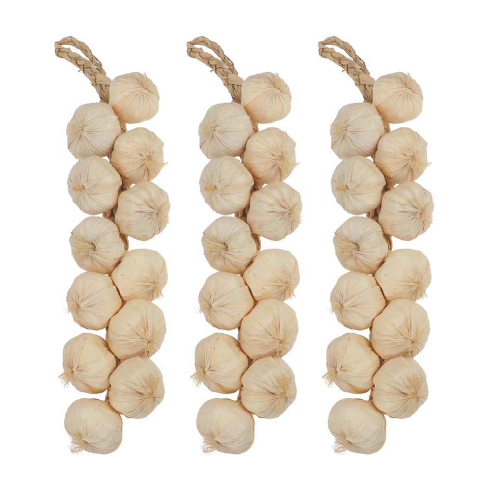 VICASKY 3pcs Strings Artificial Garlic Farmhouse Decorations Vegetables Decor Home Decorative Garlic Trenzas De Ajos Kids Lifelike Garlic Ornament Onions Fake Garlic Braid White DEA Foam