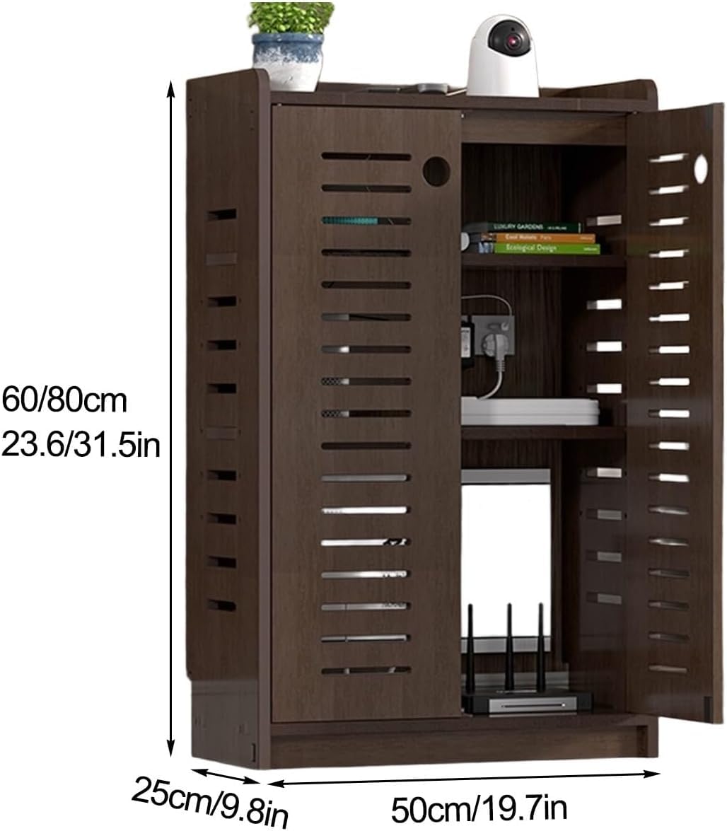 Mobile Porta Router Wifi, Mobile Multimediale Con Vano Nascosto E Sistema Di Gestione Dei Cavi, Scaffale Da Terra Per Modem Per Casa E Ufficio,White 2,50x25x60cm