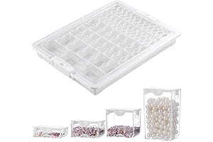 Elizabeth Ward Diamond Bead Storage Containers: 50 Clear Plastic Organizer for Jewelry...