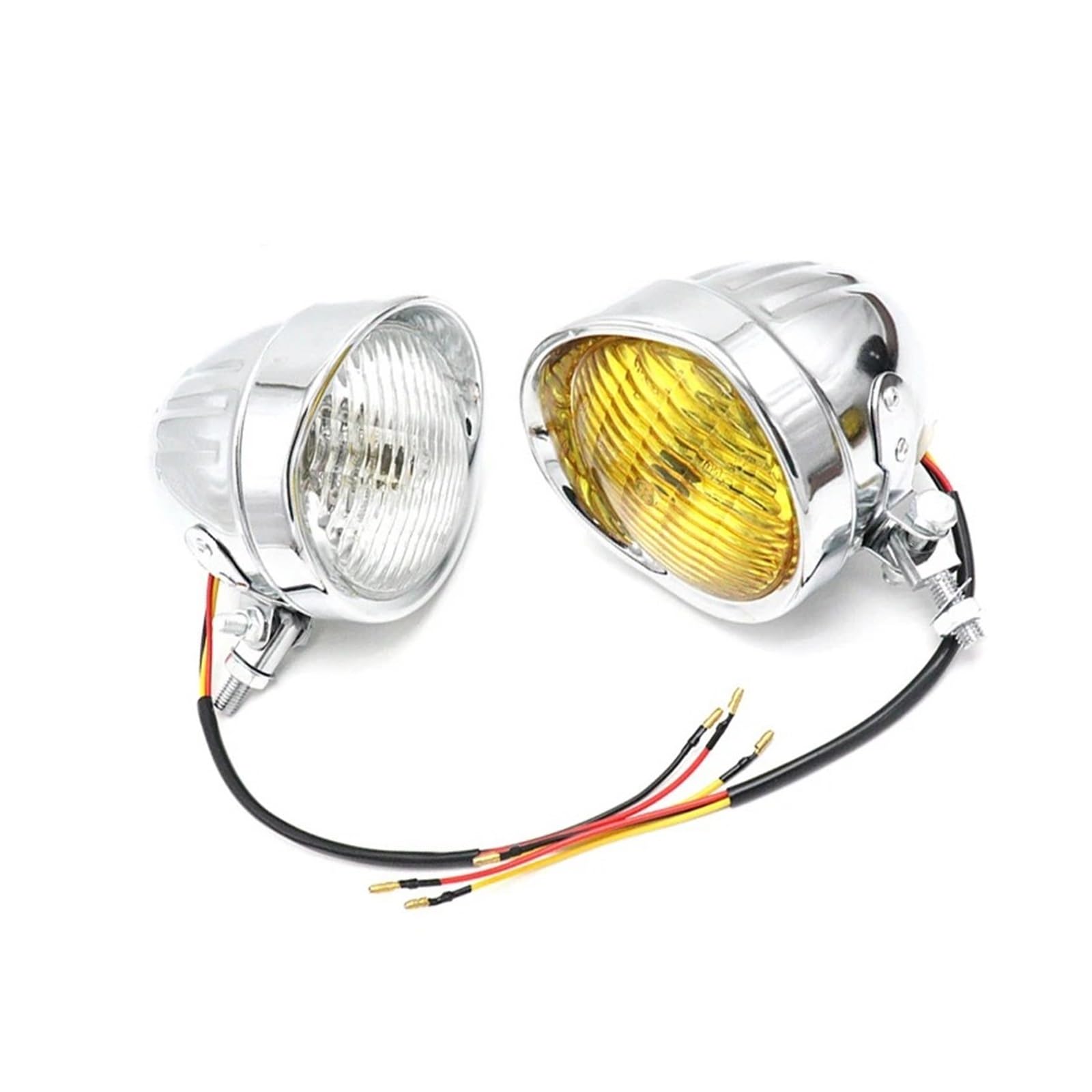 Faretti Moto Lampada Per Fari A Proiettile Da 45 Pollici Per Moto Classica Nera Cromata Per Bobber Chopper Dirt(Black Clear)