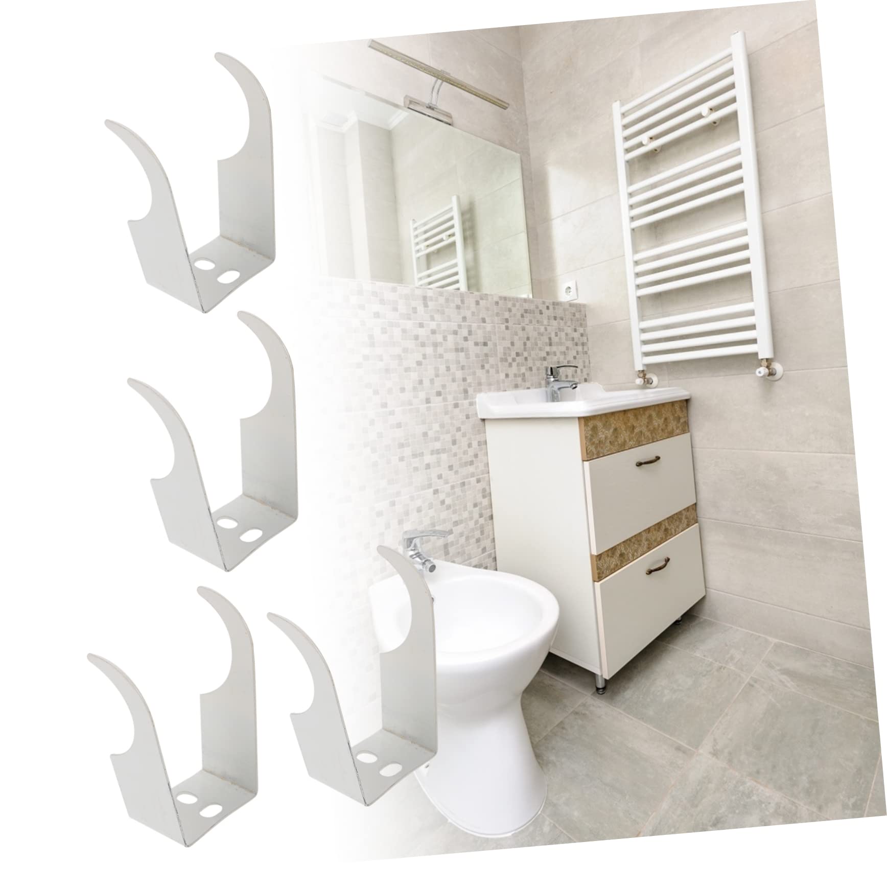 VASDEV 8 ganchos para toallas, albornoces, toallas, percheros, percheros de acero resistente, ganchos para radiadores, percheros, albornoces, soportes de almacenamiento para baño, perchas
