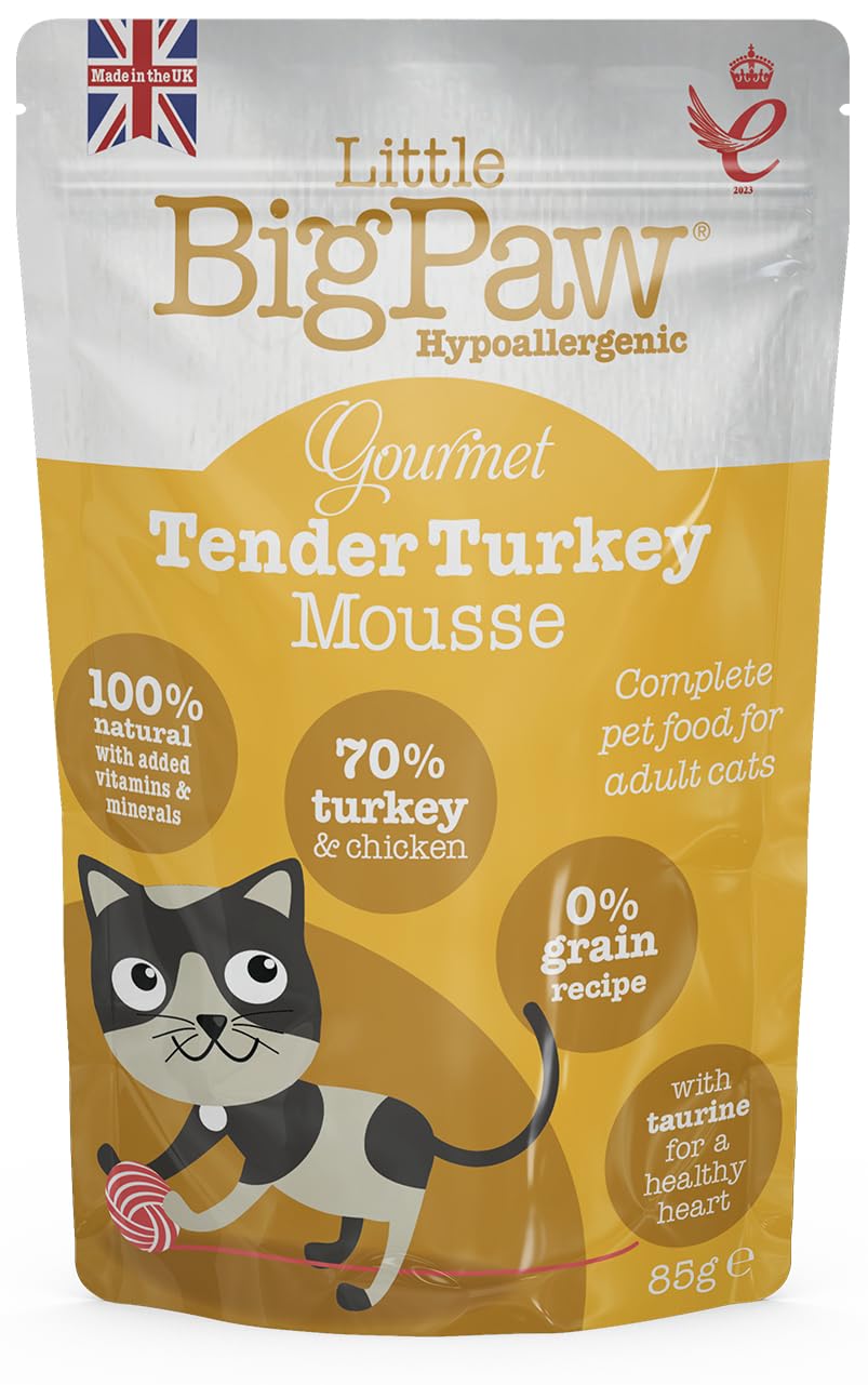 Little Big Paw Gourmet Tender Turkey Mousse for Cats, Grain Free and Hypoallergenic Wet Cat Food, 85 GMS Each (Pack of 12),All Life Stages-image-16