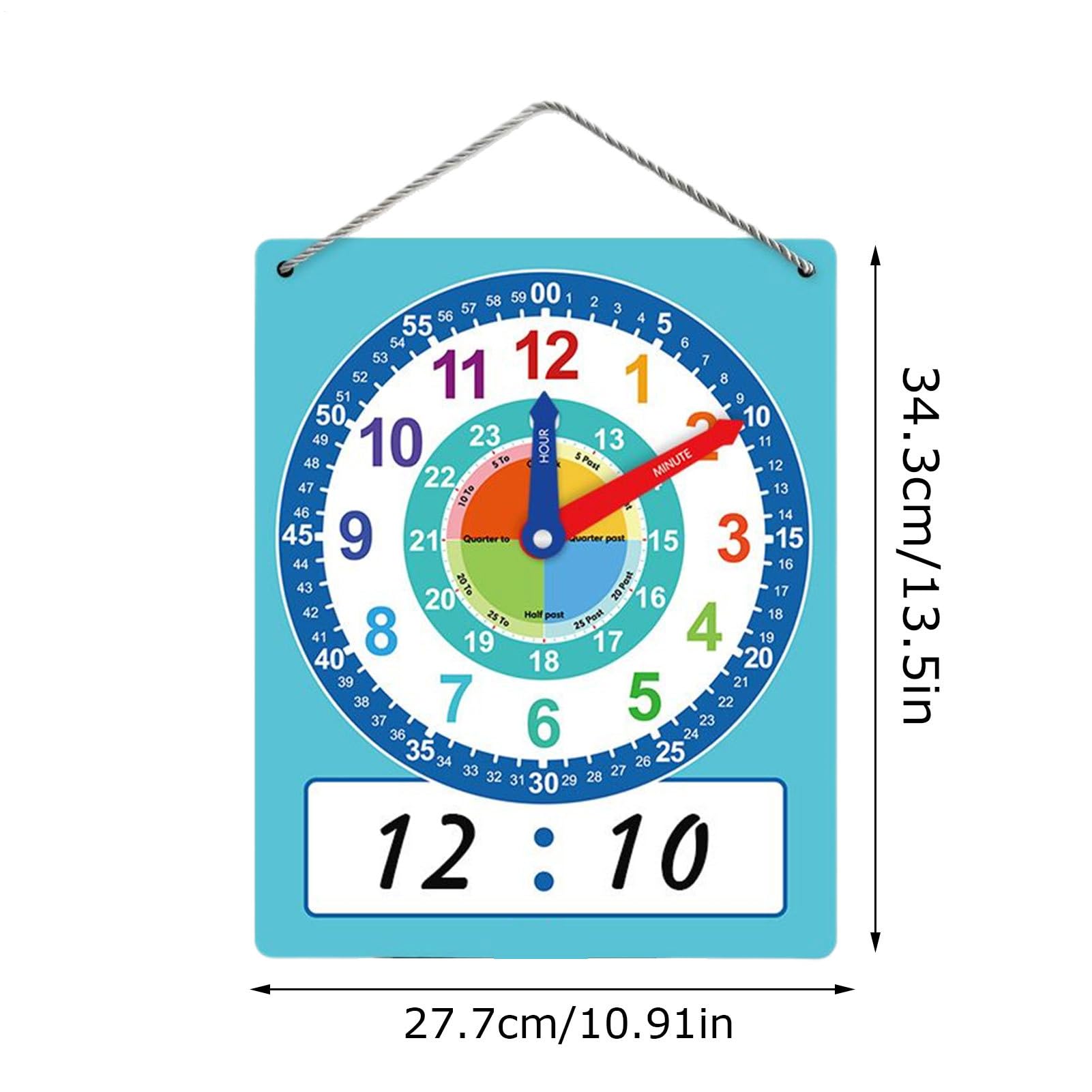 Orologio didattico - Orologio didattico, apprendimento educativo per bambini | Strumento per esercitarsi sul doppio lato con area di scrittura cancellabile a secco, risorsa educativa in stile p