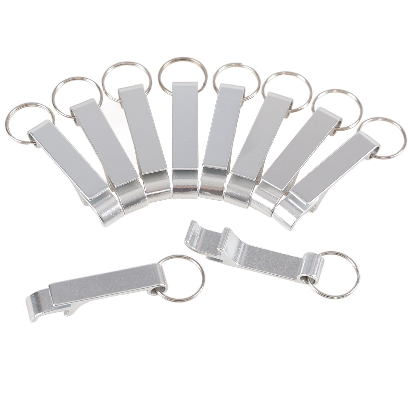 Xowine 12 Pcs Aluminum Bottle Opener Keychain with Keyring, Aluminum Beer Bottle Openers for Bar Wedding Party, Silver