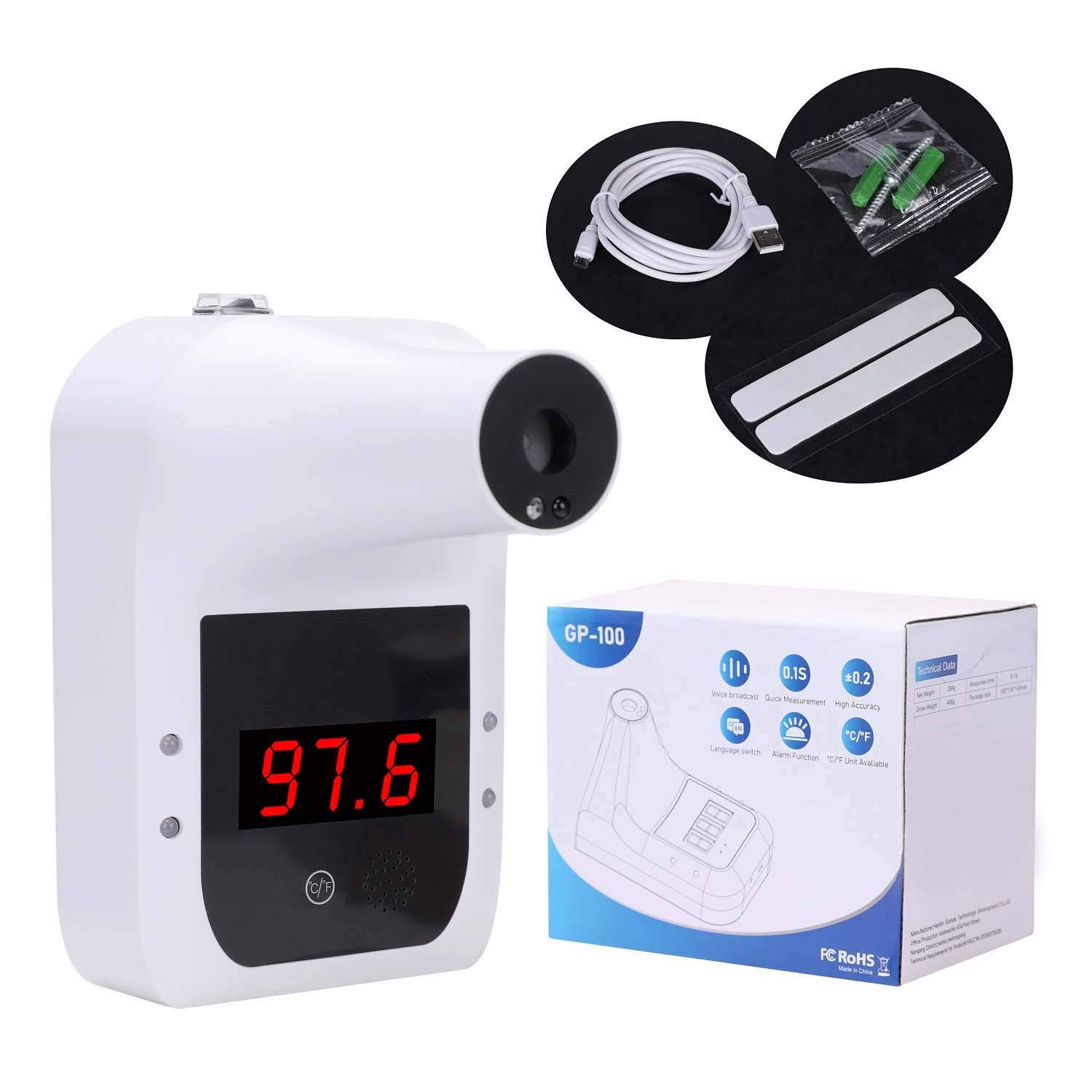 80% Off Discount AGZ Wall-Mounted Non-Contact Infrared Thermometer with Voice Broadcast, Forehead Thermometer with Fever Alarm for Offices,Factories,Shops,Schools, Restaurants,Rail Station Entrances Exclusive Discount 60% Price AGZ Wall-Mounted Non-Contact Infrared Thermometer with Voice Broadcast, Forehead Thermometer with Fever Alarm for Offices,Factories,Shops,Schools, Restaurants,Rail Station Entrances