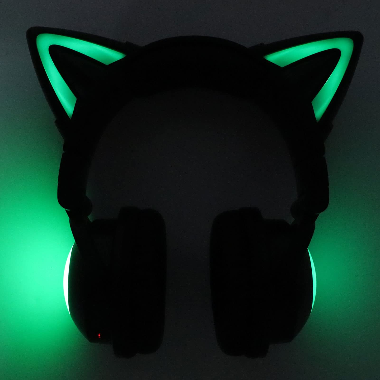 Cat Ohrs Bluetooth Headse, drahtlose Kopfhörer mit Mikrofon -LED -Leuchten Stereo -Klang verstellbares Stirnband für Mädchen Kinder Kinder Schwarze Bauchmuskeln
