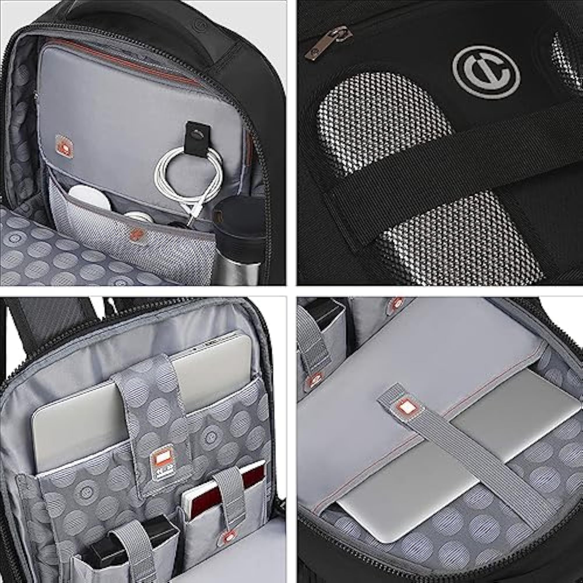Carbon Black Laptop Backpack with Ergonomic Design