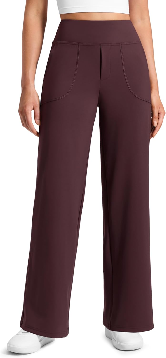 CRZ YOGA Wide Leg Yoga Pants Pockets 30" - High Waisted Womens Sweatpants Lounge Dress Casual Work
