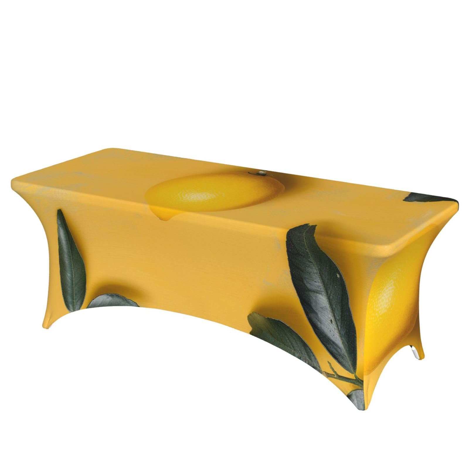 Nappe imprimée jaune citron 1,8 m idéale pour repas de cuisine et fêtes de mariage