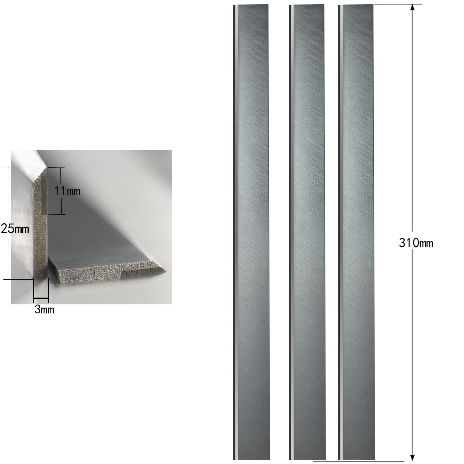 Cuchillas Cepilladoras TCT 310x25x3mm Repuesto 4 Lados 3 Piezas | cuchillas cepilladoras de repuesto for cepilladora de, seguras de usar