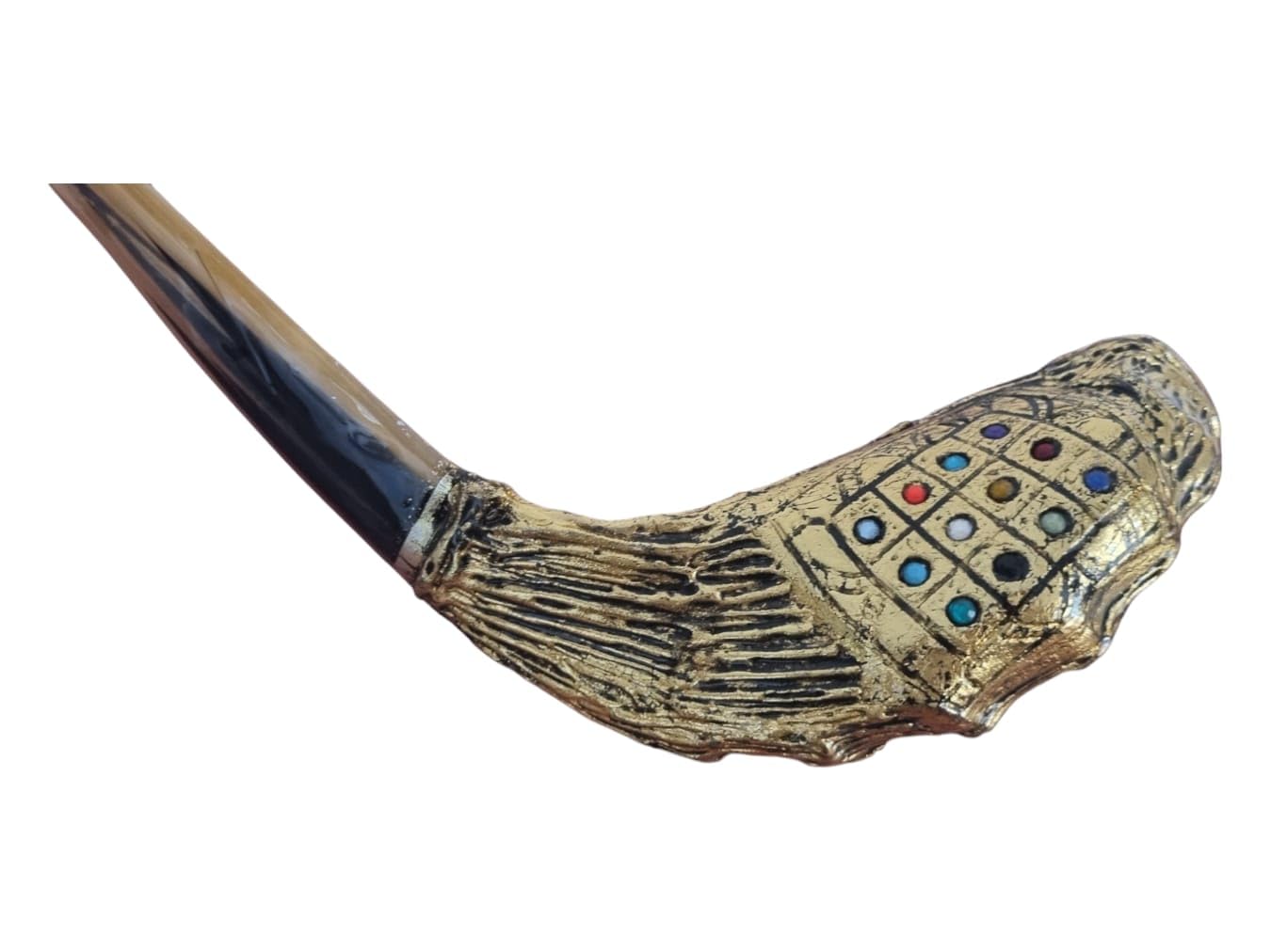 Shofar 12 Choshen Hoshen Stones Gold Plated Rams' Ram Horn Shofar From Israel Judaica Art Gifts + Free stand