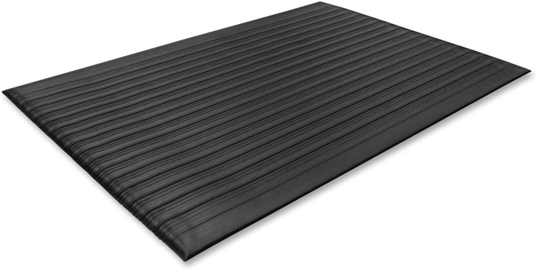 Genuine Joe Anti-Fatigue Mat with Vinyl Foam, Beveled Edge, 3 by 5-Feet, Black