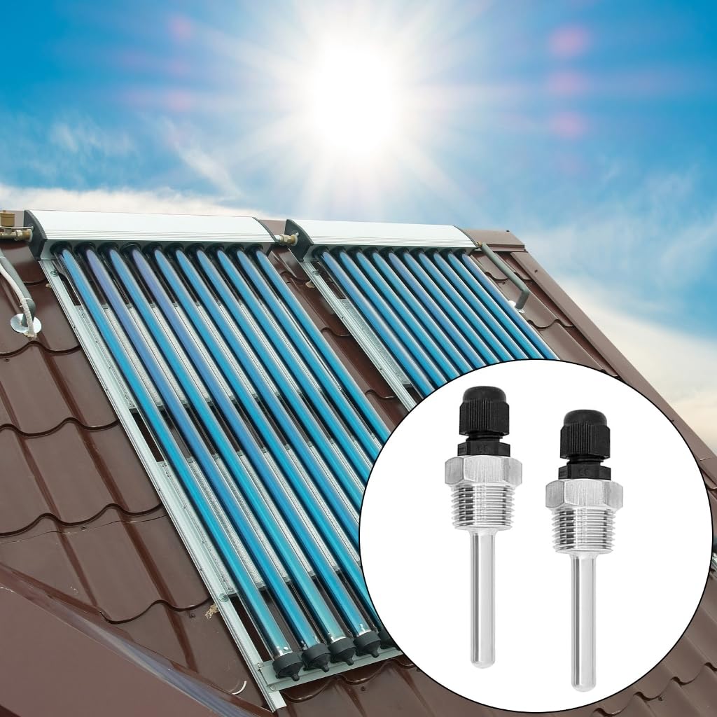 Set of 2 Stainless Steel Immersions Sleeves Thermowells 8x50mm with 1/2Inch Thread for Temperature Sensors Waterproof