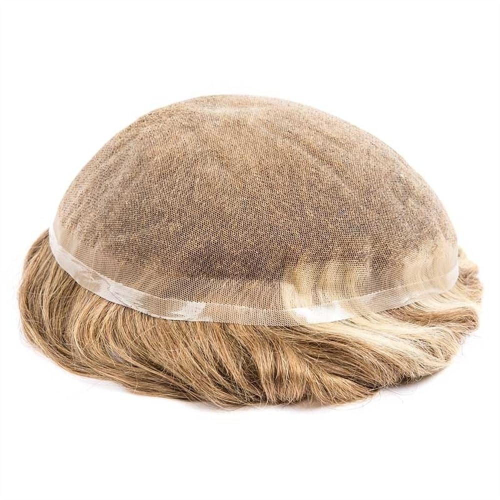 Tupecik męski Peruka męska French Lace Hair System dla mężczyzn Blond włosy Pełna koronka peruka męskie Trwała proteza kapilarna w magazynie Treski