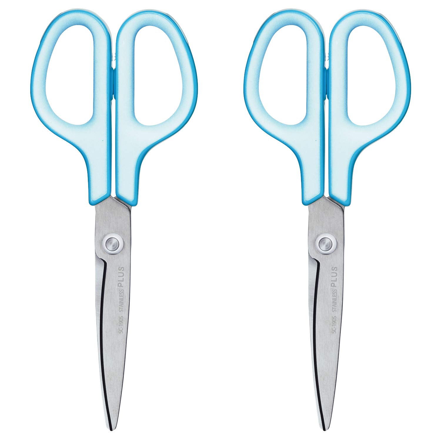 Plus 34521-2P Scissors, Fit Cut Curve, Standard, Long, Blue, Set of 2
