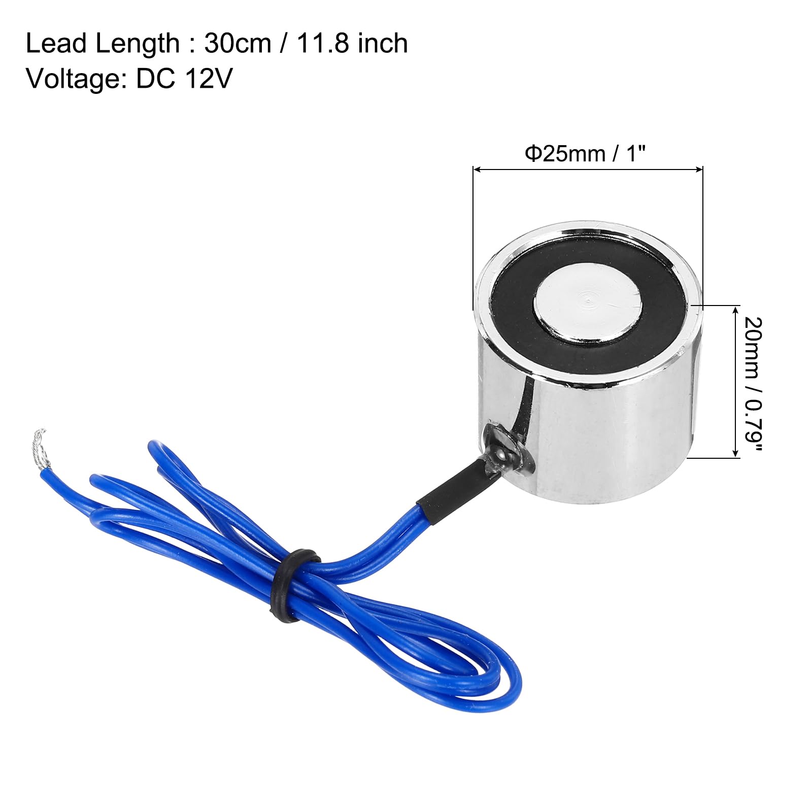 Electroimán Solenoide DC 12V 1.5W 17.6LB 8Kg Redondo 25x20mm