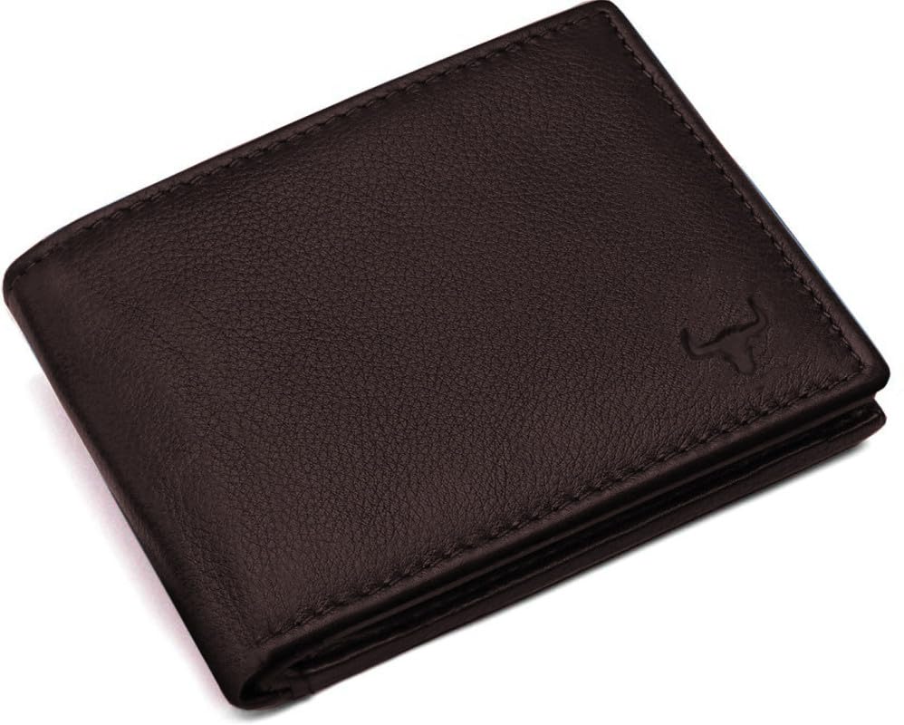 wild napa Genuine Leather RFID Protected Wallets for Men Pure Leather Purse Credit/Debit Card Slots and Coin Pocket 2 Currency Compartments Purse (Brown)-picture-15