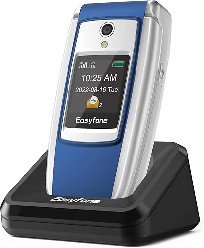 Easyfone T300 4G desbloqueado con botón grande plegable teléfono celular para personas mayores, sonido claro y fuerte y compatible con audífonos,