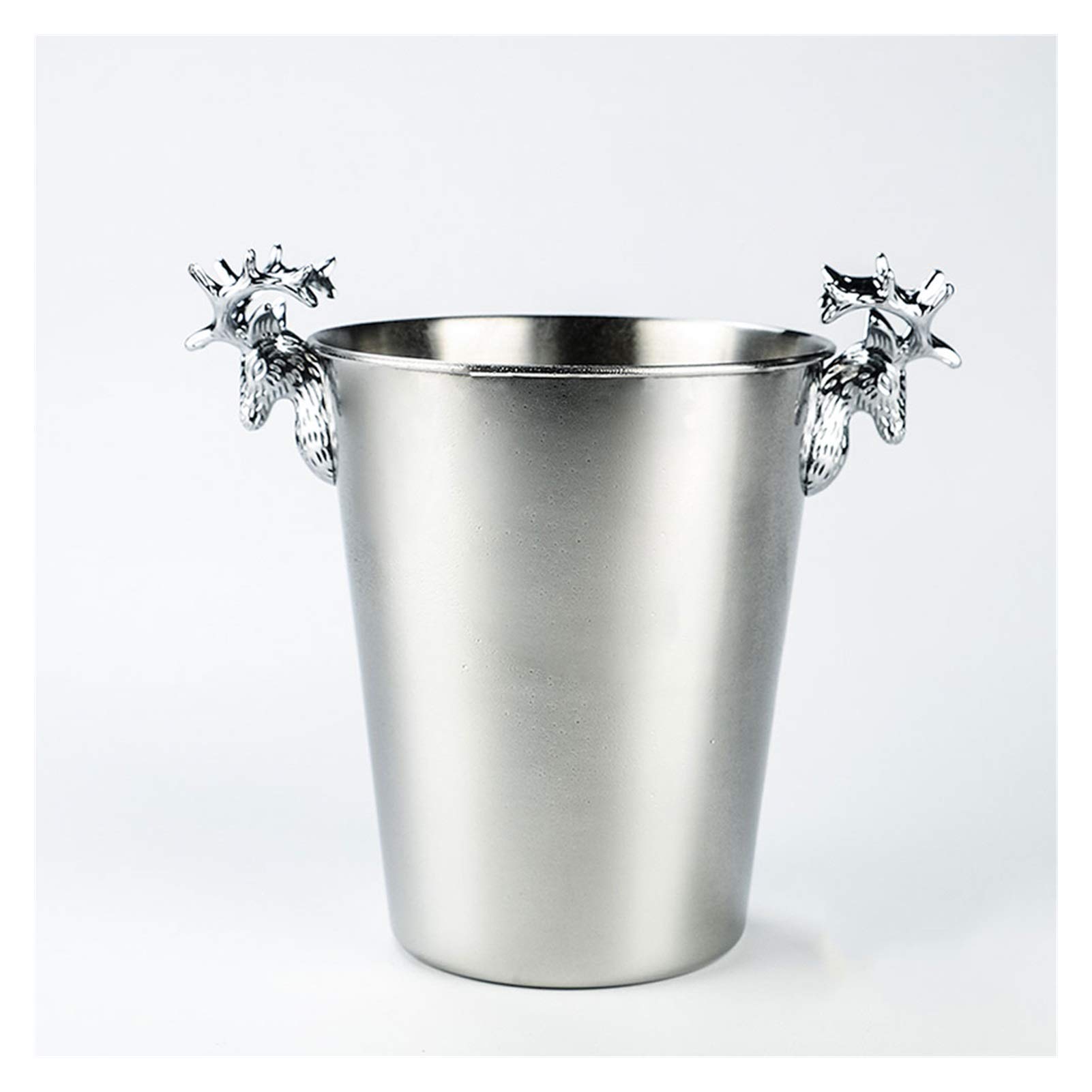Secchiello for il ghiaccio, secchiello for a forma di testa cervo, for in acciaio inossidabile, for vino e champagne, for da bar, refrigerante(Silver,L)