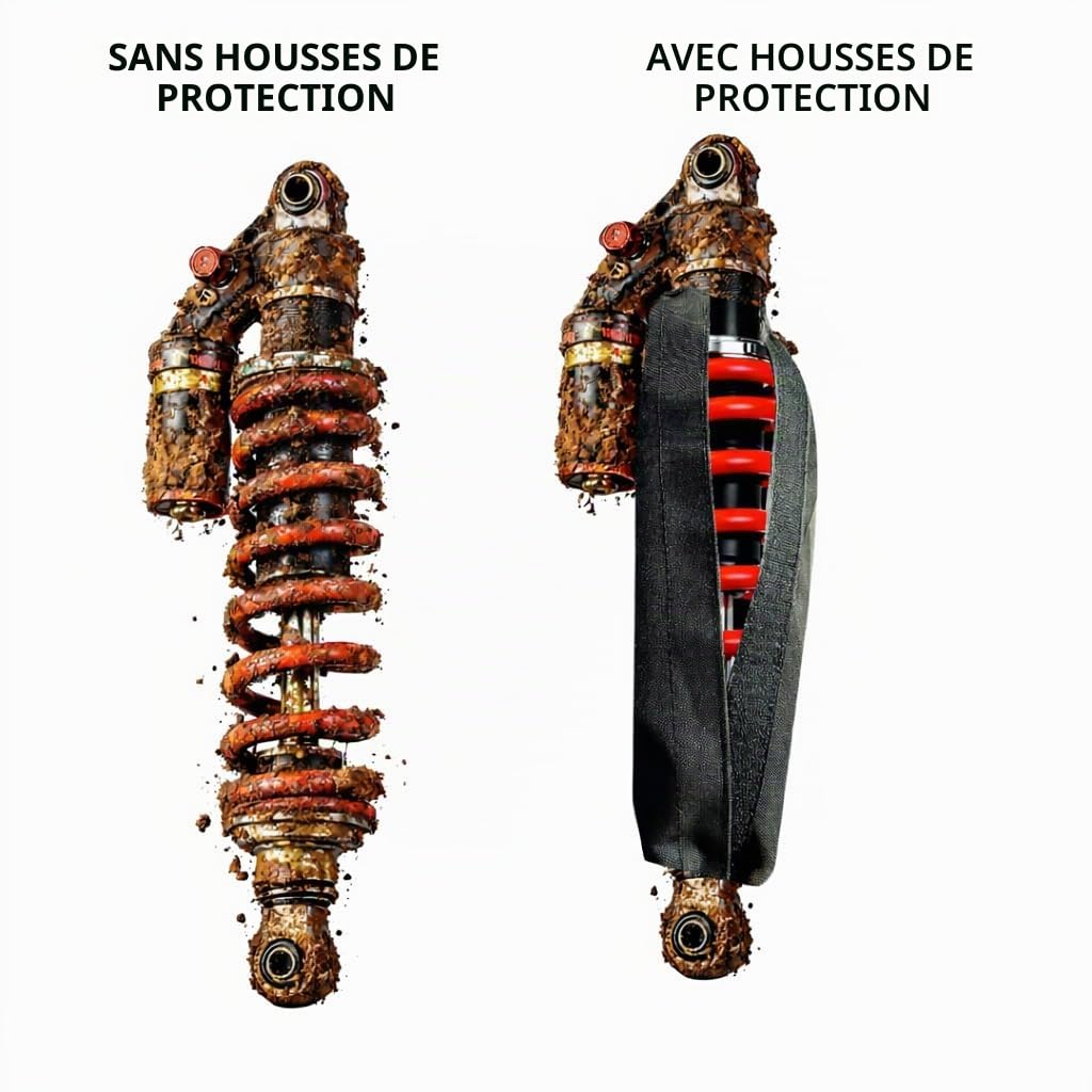 Protection d'amortisseur ATV de qualité supérieure compatible avec Yamaha Raptor 90, 400, 450, 600, 700 - Durable, imperméable, facile à installer (LIMWETTE 2025)