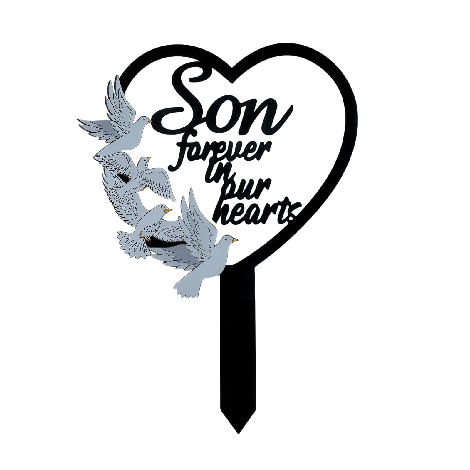 Metal Son Memorial Stake Grave Dove Decorations for Cemetery Gravesite Sympathy Markers Waterproof Memorial Gifts for Loss of Son Tombstones Plaque Outdoors Lawn Yard Decor (Son)