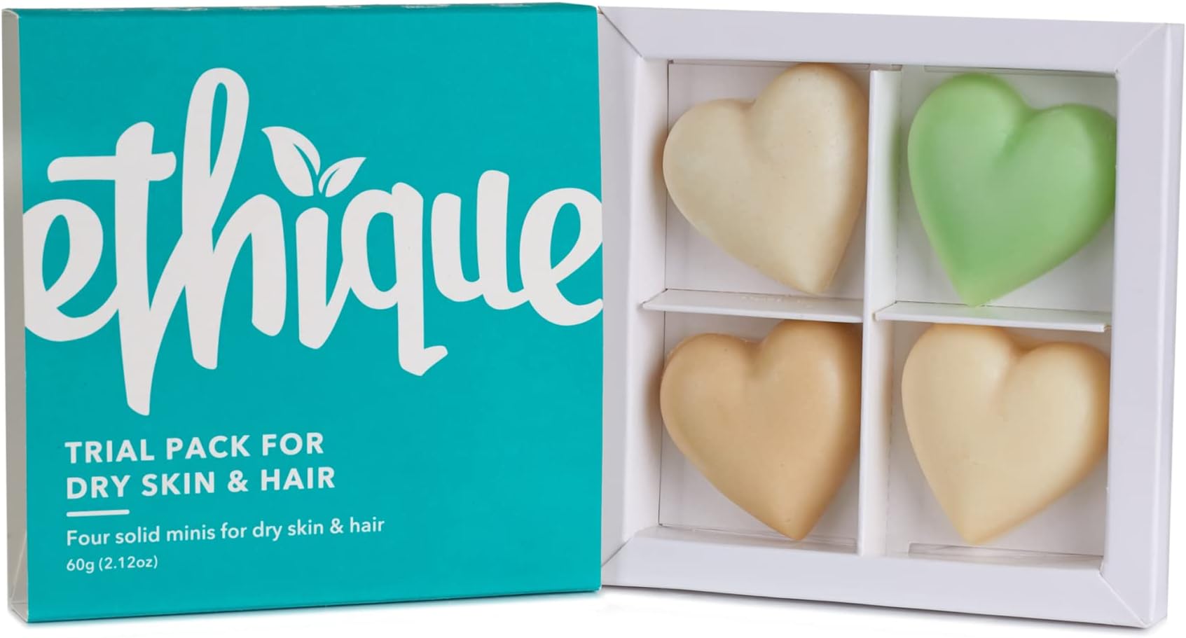 Ethique Eco-Friendly Trial Pack for Dry Skin and Hair, 4 Piece Variety Pack Beauty Bar Set - Natural Sustainable Beauty Kit, Plastic Free, Vegan, Plant Based, 100% Compostable and Zero Waste, 4 bars