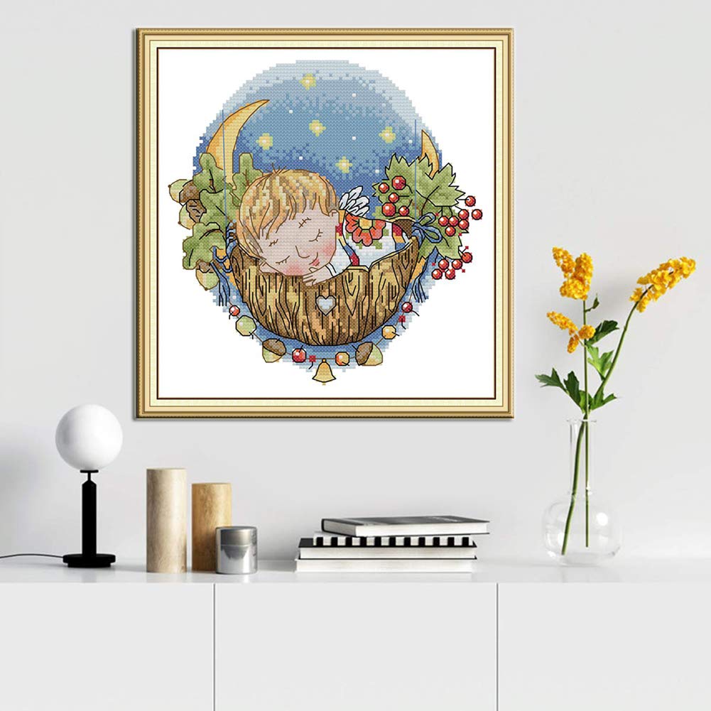 WOWDECOR - Kit per ricamo a punto croce, per adulti, bambini, gatti, animali di Natale, cani, con timbratura 11CT fai da te DMC cucito facile da principianti Bambino
