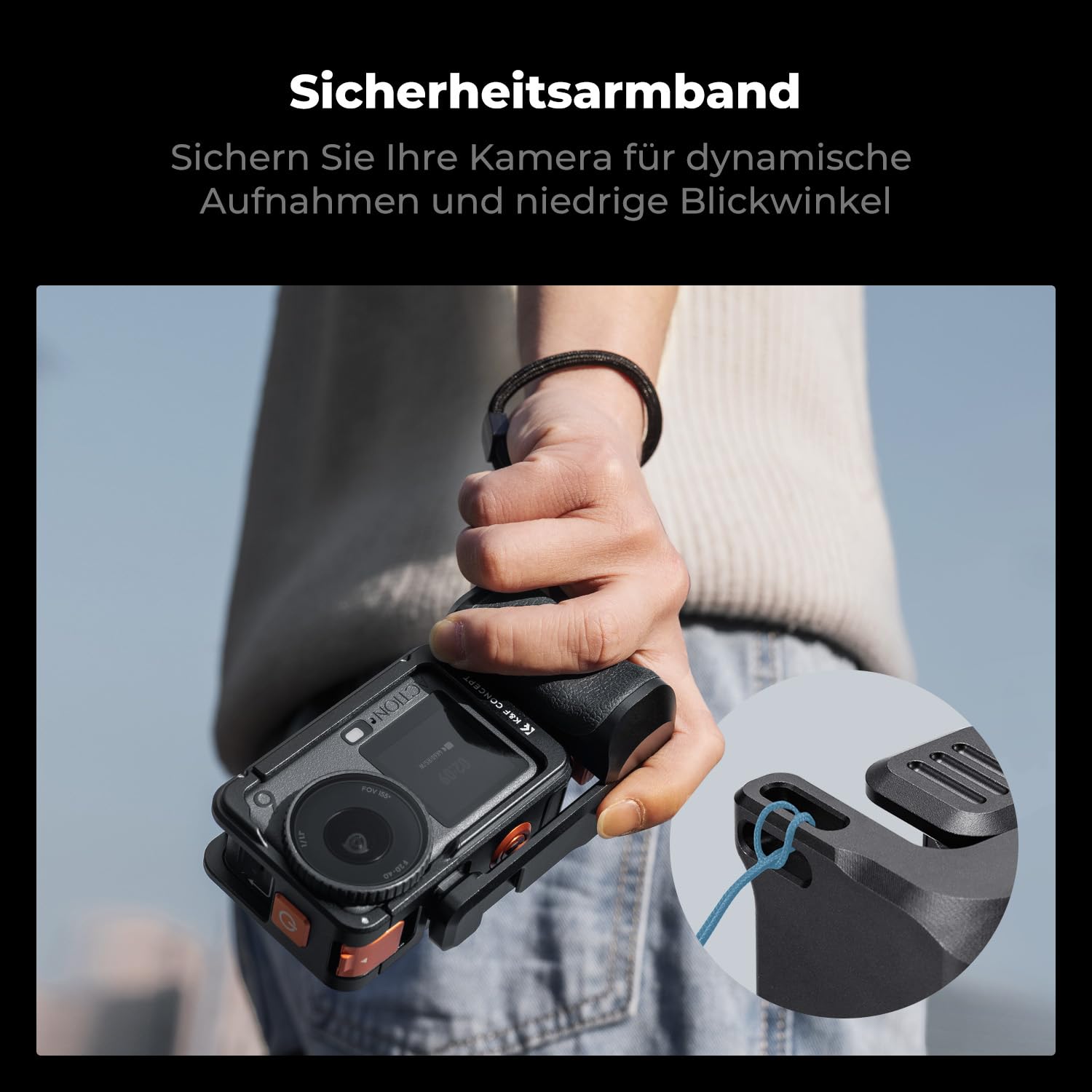 K&F CONCEPT Street Grip Kit mit Käfig, Kamera Griffhalter Set für DJI Osmo Action 6, Schnellverschluss Street Photography Griff mit Auslöser, Blitzschuh, Action Kamera Zubehör