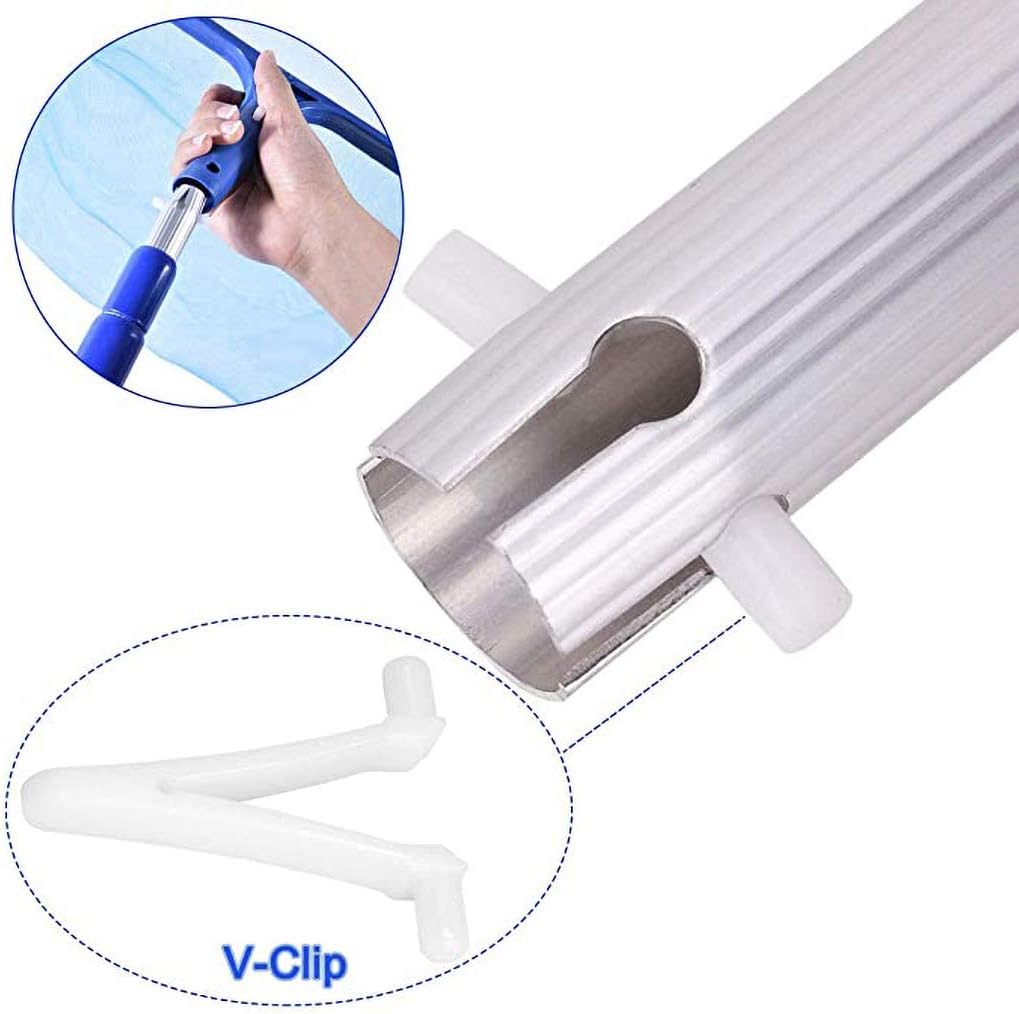 ZERIRA Pool Skimmer Pole 18“-40” Telescoping Aluminum Pole with V-Clip for Connect Skimmer Net, Brushes, Vacuum Heads