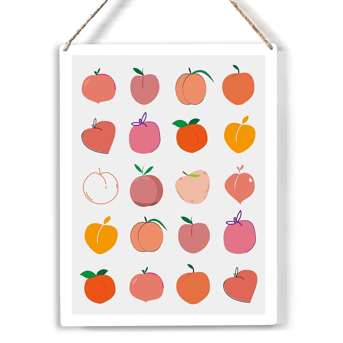 Colorful Fruit Peaches Wood Sign Peach Wooden Signs Rustic Hanging Plaque Home Wall Art 