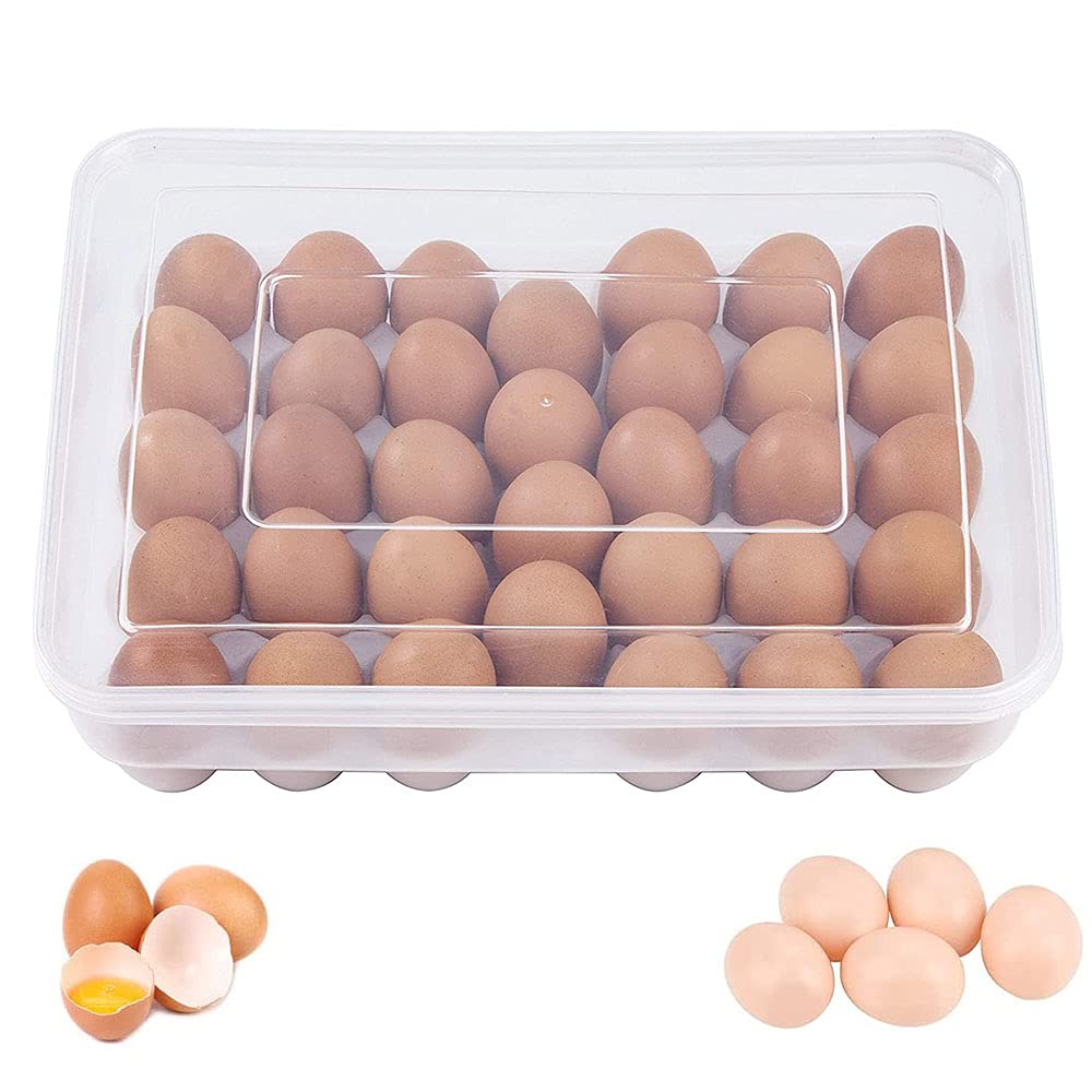 Zefeng Scatola per uova, uova contenitore, scatola impilabile, in plastica, con coperchio, coperchio per 34 cucina campeggio picnica, stoccaggio alimentare, (V094-egg storage box)