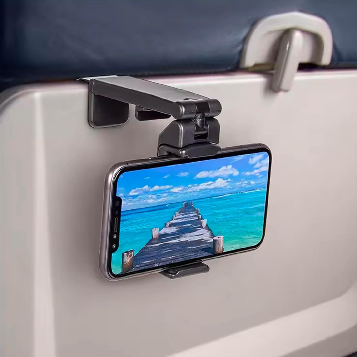 LIGHTSCAPE Universal In-Flight and Desk Phone Mount: Hands-Free, Dual 360° Rotation, Portable Travel Essential Airplane Phone Holder (WHITE)