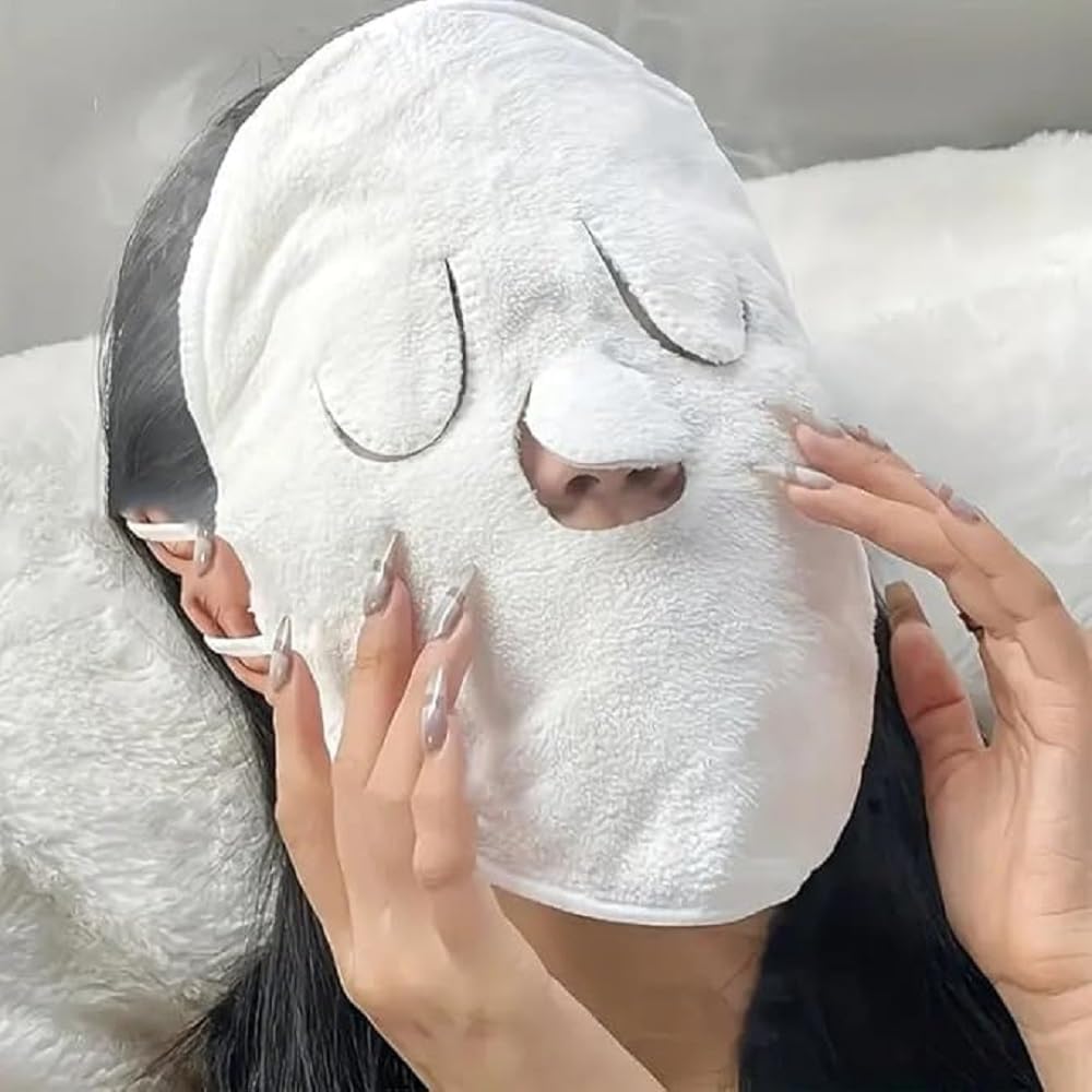 Face Towel Mask with Ear Loops, Reusable Double Layer Soft Cloth Face Cover, White,-image-12