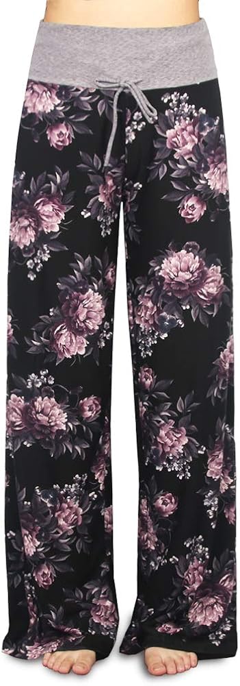 Buttery Soft Pajama Pants for Women – Floral Print Drawstring Casual Palazzo Lounge Pants Wide Leg for All Seasons at  Women’s Clothing store